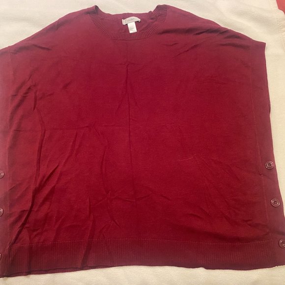 C J Banks Red Crew Neck Poncho, Size X/!X - Picture 1 of 3